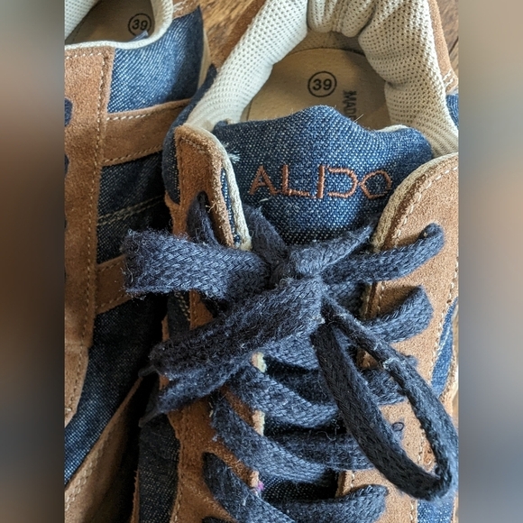 Aldo denim & tan suede Y2K vintage sneakers Euro 39 Approximately US 8 - Picture 10 of 12